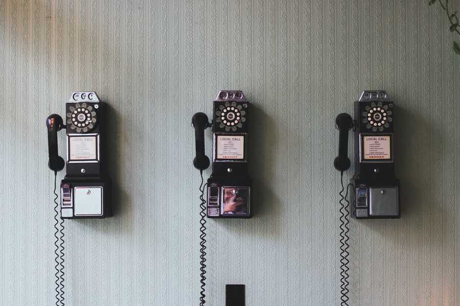 Vintage telephone on the wall